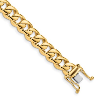 Black Bow Jewelry Men's 14k Yellow Gold, 8.75mm Rounded Curb Chain Bracelet, 8 Inch