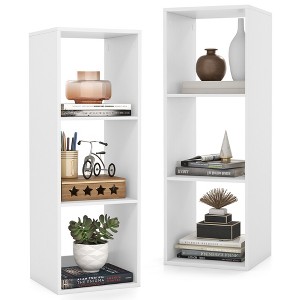 Tangkula 3-Cube Bookshelf Modern Vertical Bookcase w/ Back Guardrail & Anti-tipping Kits - 1 of 4