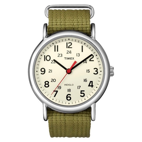 Timex Weekender Slip Thru Nylon Strap Watch - Green T2n651jt : Target