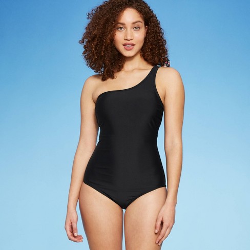 Women S Long Torso One Shoulder Tie Strap Medium Coverage One Piece Swimsuit Kona Sol Black Target
