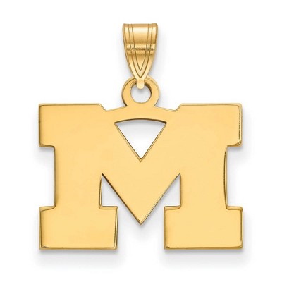 Black Bow Jewelry 14k Yellow Gold Michigan Wolverines NCAA Small Pendant