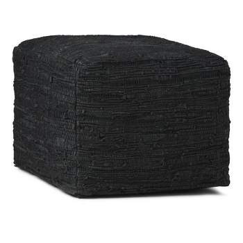 Joita Mumbai Indoor Outdoor Pouf Zipper Cover with Luxury Polyfil Stuffing in Black