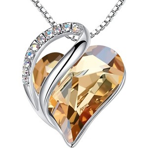 Infinity Love Birthstone Necklace for Women, Silver Plated Heart Pendant with Adjustable Chain - 1 of 4