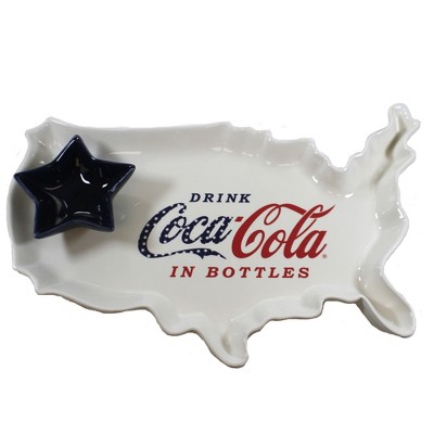 Tabletop 11.0" Coca-Cola Chip And Dip Platter Transpac  -  Serving Platters