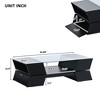 Glass Coffee Table Modern Cocktail Table Center Table Sofa Table Accent Table with Open Shelves and Cabinets,Geometric Style, White/Black-ModernLuxe - 3 of 4