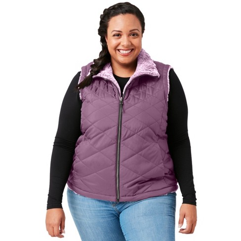 Women's Free Country Plus Size Cloud Lite Reversible Vest Faded Plum 3X