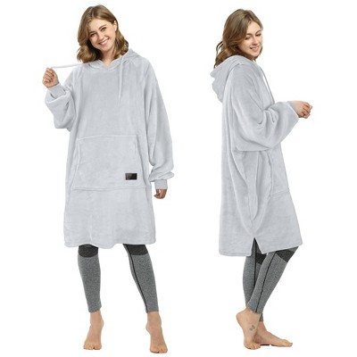 Catalonia Women’s Plush Hoodie Sweatshirt Dress, Casual Snuggly  Pullover Sweater with Kangaroo Pocket, Womens Fall Tops, One Size