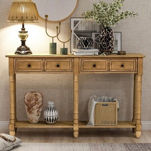 PAGED 58 inch Rectangle Console Table,Rustic Entryway Table with 2 Drawers and Bottom Shelf for Living Room,Hallway - 1 of 4