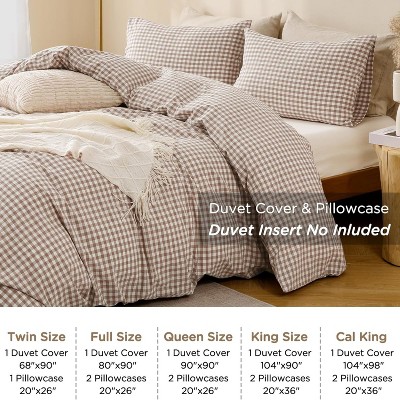 Der Rose BALHAM TRADE-3 Piece Queen Size Tan Gingham Duvet Cover Bedding Set (Comforter Not Included) Tan Gingham-Queen 90"x90" — фото 2