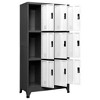 vidaXL Steel Locker Cabinet with 9 Lockable Doors - Anthracite and White - 35.4"x17.7"x70.9" - Perfect for Schools and Offices - 3 of 4