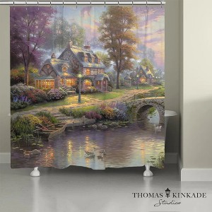 Thomas Kinkade Sunset on Lamplight Lane Shower Curtain - Multicolored - 1 of 1
