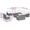 vidaXL Garden Sofa Set Black PE rattan Large Adjustable Feet - 3 of 4