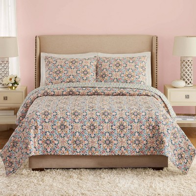 Vera Bradley 3pc Enchanted Mandala Quilt Bedding Set White : Target