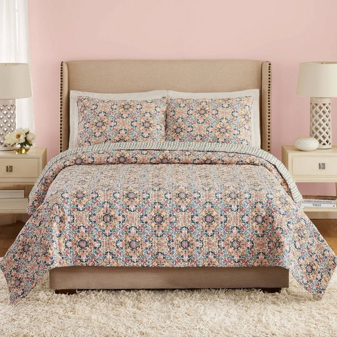 Mary Jane's Home 3pc Full/queen Provencal Rose Quilt Bedding Set Pink :  Target