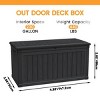 1pc 230 Gallon Deck Box, Black Resin Storage Container , Lockable Waterproof Bench for Patio & Garden Organization - Coolbibila - 4 of 4