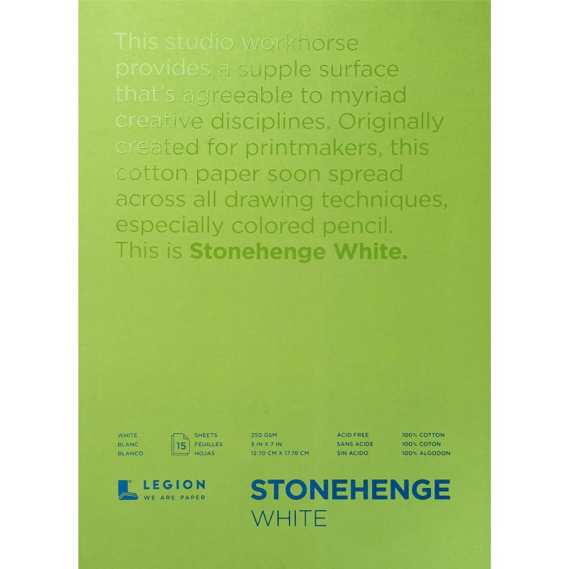 Stonehenge Paper Pad 5"X7" 15 Sheets/Pkg-White 90lb, 1 of 3