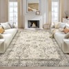 Washable Rug, Non Slip Backing Non Shedding Oriental Floral Vintage Carpet for Hallway Entryway Bedroom,Ultra-Thin Foldable Neutral Floor Cover - 3 of 4