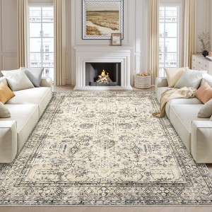 Vintage Area Rug Oriental Distressed Floor Mats with Non-Slip Backing - 1 of 4