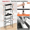 4 - Tier Over - Toilet Storage Rack Bathroom Organizer Shelf with Waterproof Feet Pad and Basket Black Multifunctional Space Saver - 3 of 4