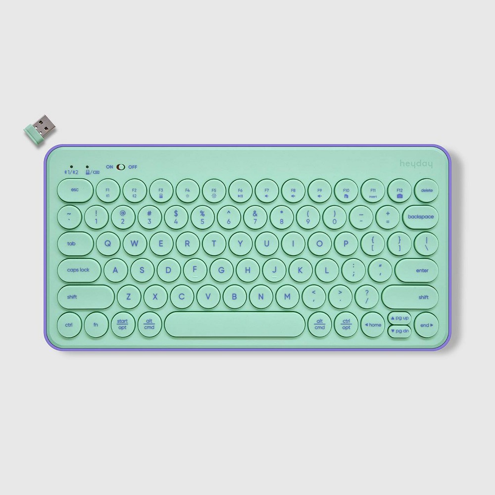 Bluetooth Keyboard - heyday™ Spring Teal: Membrane, USB-A, 60% Size, Home Use