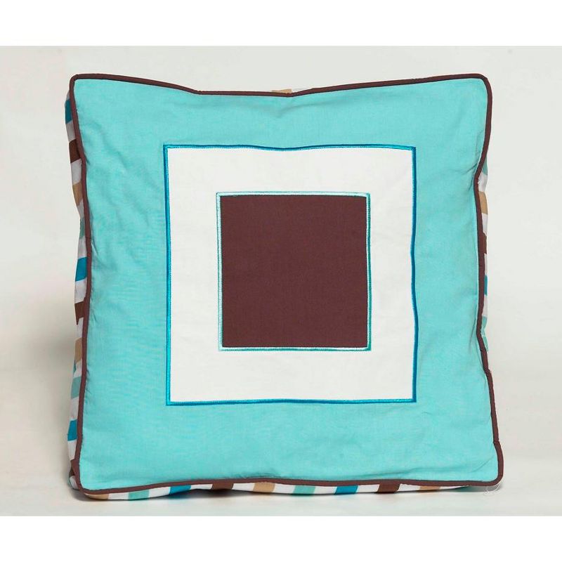 Bacati - Mod Stripes Aqua Throw Pillow, 1 of 6