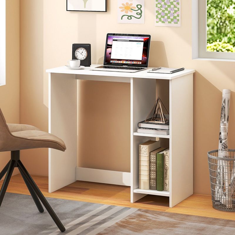 Costway 31.5'' Small Computer Desk Home Office Study Writing Desk with 2 Compartments, 2 of 11