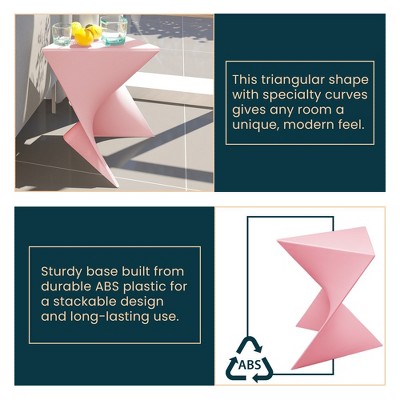 Pink Triangular Modern Plastic Side Tables Set of 4