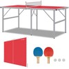 Soozier Mini Ping Pong Table Set for Outdoor and Indoor, Foldable Table Tennis Table with Net, 2 Paddles, 3 Balls, Easy Assembly - 4 of 4
