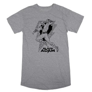 DC Comics Black Adam Character Outlines Men's Athletic Gray Graphic Sleep Shirt - 1 of 2