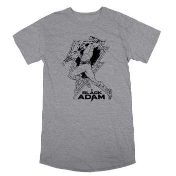 DC Comics Black Adam Character Outlines Men's Athletic Gray Graphic Sleep Shirt