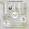 Hooure 5-Tier Folding Shelf - Instant Setup, Heavy-Duty Storage, Includes Hooks & Wheels - 4 of 4