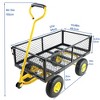 SEVOBAL Utility Storage Cart Garden Trolley Double-Barred Cargo Handcart Easy To Transport Firewood, Black And Yellow, 37.00"*19.48"*40.15" - 3 of 4
