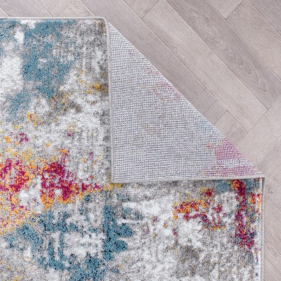 Modern Abstract Multi-Color Synthetic 5' x 7' Area Rug