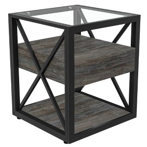 INFURNIC Nightstands Set of 2 Modern Endtable for Small Spaces, Living Room, Bedroom, Farmhouse Style Side Table, Black, 17.72"*17.72"*21.07" - 1 of 4