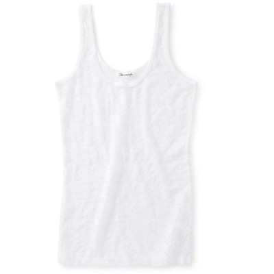 Aeropostale Womens Sheer Lacey Tank Top, White, X-Small
