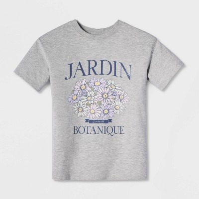Cat & Jack Girls' Short Sleeve 'Jardin' Oversized Graphic T-Shirt - Cat & Jack™ Gray M — фото 2
