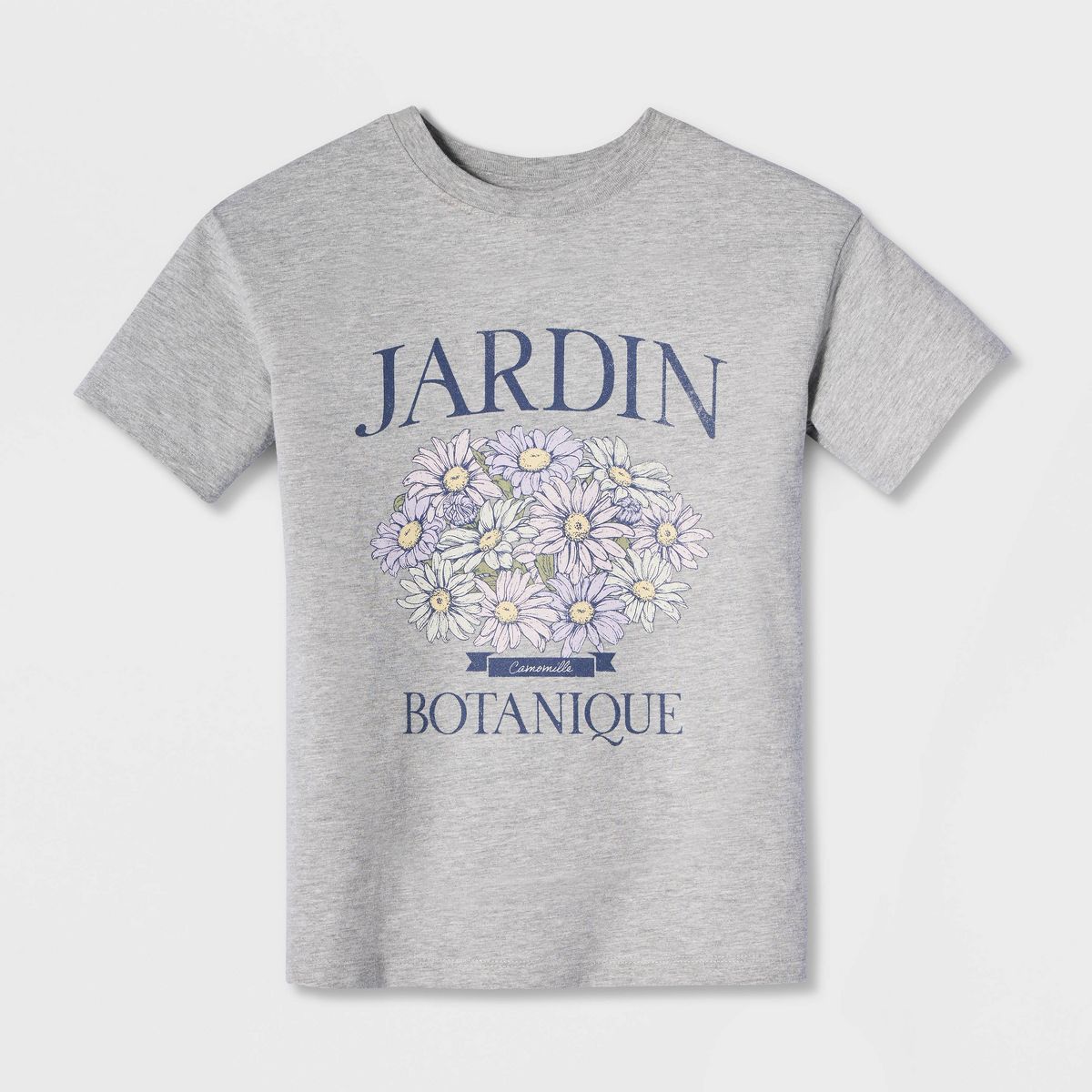 Girls' Short Sleeve 'Jardin' Oversized Graphic T-Shirt - Cat & Jack™ Gray - thumbnail 2