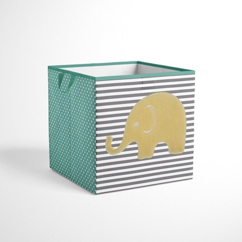 Bacati Elephants Mint yellow gray Fabric Storage Box tote Small Target