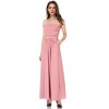 Women Strapless Floral Print Bohemian Boho Maxi Dress Casual Off Shoulder Beach Party Dress with Pockets - 2 of 4