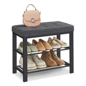 SONGMICS Shoe Bench - Entryway Shoe Rack with Foam Padded Seat, Linen, Metal Frame - Ideal for Living Room and Hallway