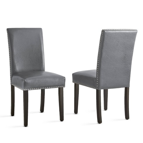 Set of 2 Verano Side Chairs Espresso/Gray - Steve Silver Co.: Parsons Style, Faux Leather, Nailhead Trim - image 1 of 3