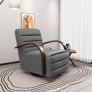 Mlmh & Kngwa 30.7"W Swivel Accent Chair,Modern Upholstered Club Chair with Wood Armrests - 1 of 4