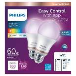 Philips 2pk 8.8W Smart LED Wi-Fi and Bluetooth A19 Color