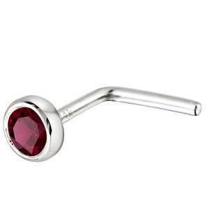 Jewelry Avalanche 22G 14K Gold Bezel-set Ruby L-shape Nose Stud - 1 of 1