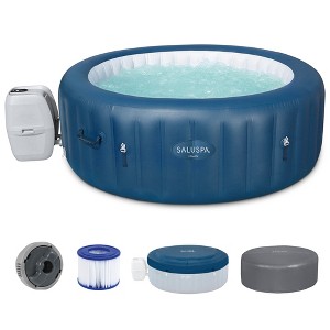 Bestway SaluSpa Milan AirJet 4 to 6 Person Inflatable Hot Tub Round Portable Outdoor Spa with 140 AirJets and EnergySense Energy Saving Cover, Blue - 1 of 4