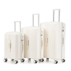 Syemin Luggage 3 pcs in ABS Spinner Wheel Luggage Carry on Suitcase for Travel Matching Color TSA Combination Lock, White, 19.3"*11.4"*29.5" - 1 of 4