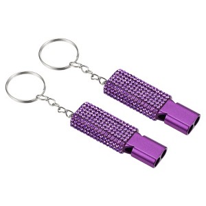 Unique Bargains Outdoor Camping Hiking Fishing Rescue Signaling Alloy Keychain Whistles 2 Pcs - 1 of 3