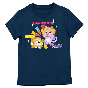 LankyBox Boxy & Foxy Logo Crew Neck Short Sleeve Youth Girl's Navy T-shirt - 1 of 3