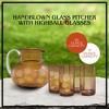 Artland Iris 90oz Hand Blown Pitcher & Set of 4 17oz Highball Glasses, Unique Bubble Design, Lead-Free Glass for Serving Beverages - 2 of 4
