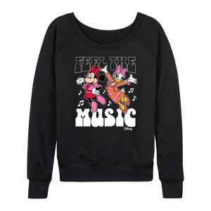 Women's - Disney - Mickey & Friends Lightweight French Terry Wide Neck Long Sleeve Shirt - 1 of 4